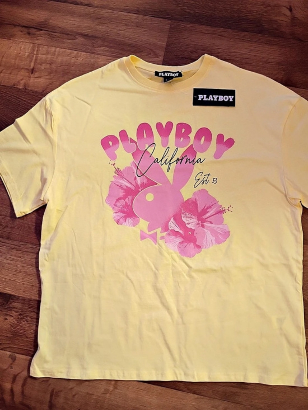 Playboy California Hibiscus Bunny Graphic Tee Yellow & Pink